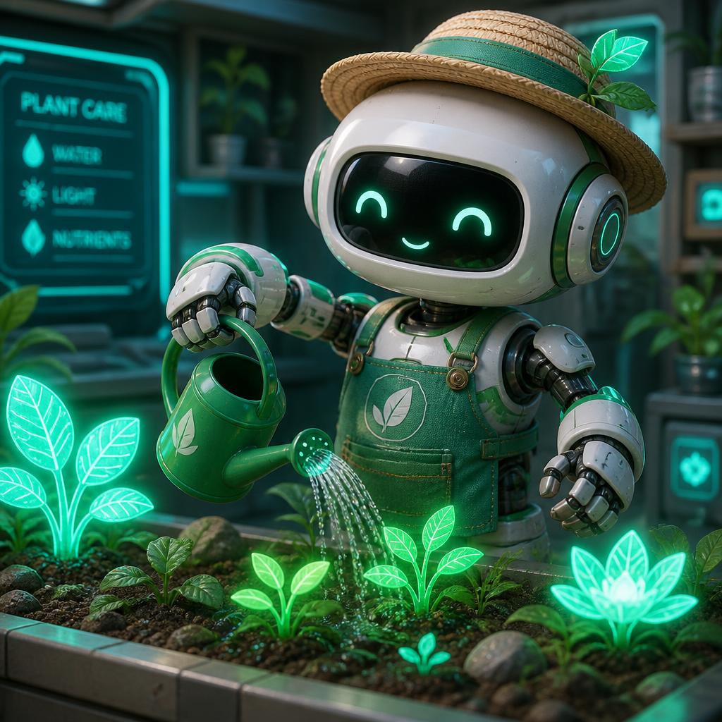 3D rendered robot gardener generated with XM Digital Services LLC